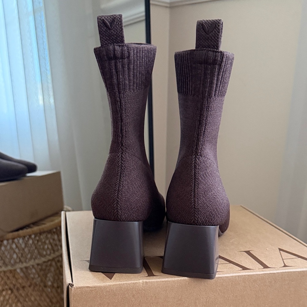 Vivaia Stretch-Knit Ankle Boots in Dark Brown - Picture 6 of 9